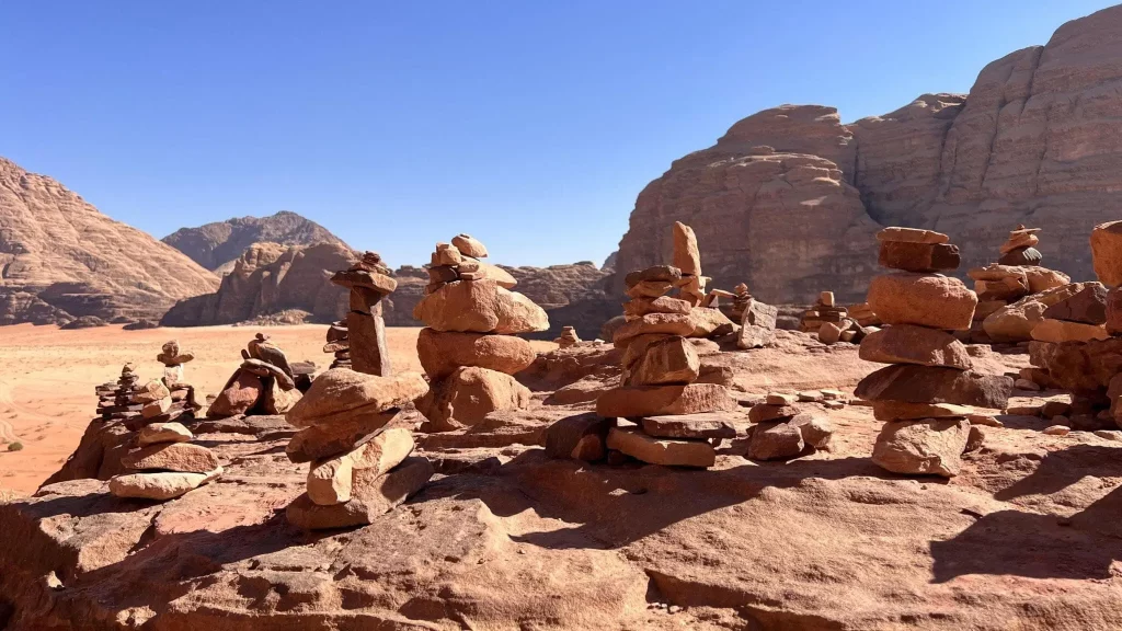 Scenic view of the landmarks of the Wadi Rum desert in Jordan