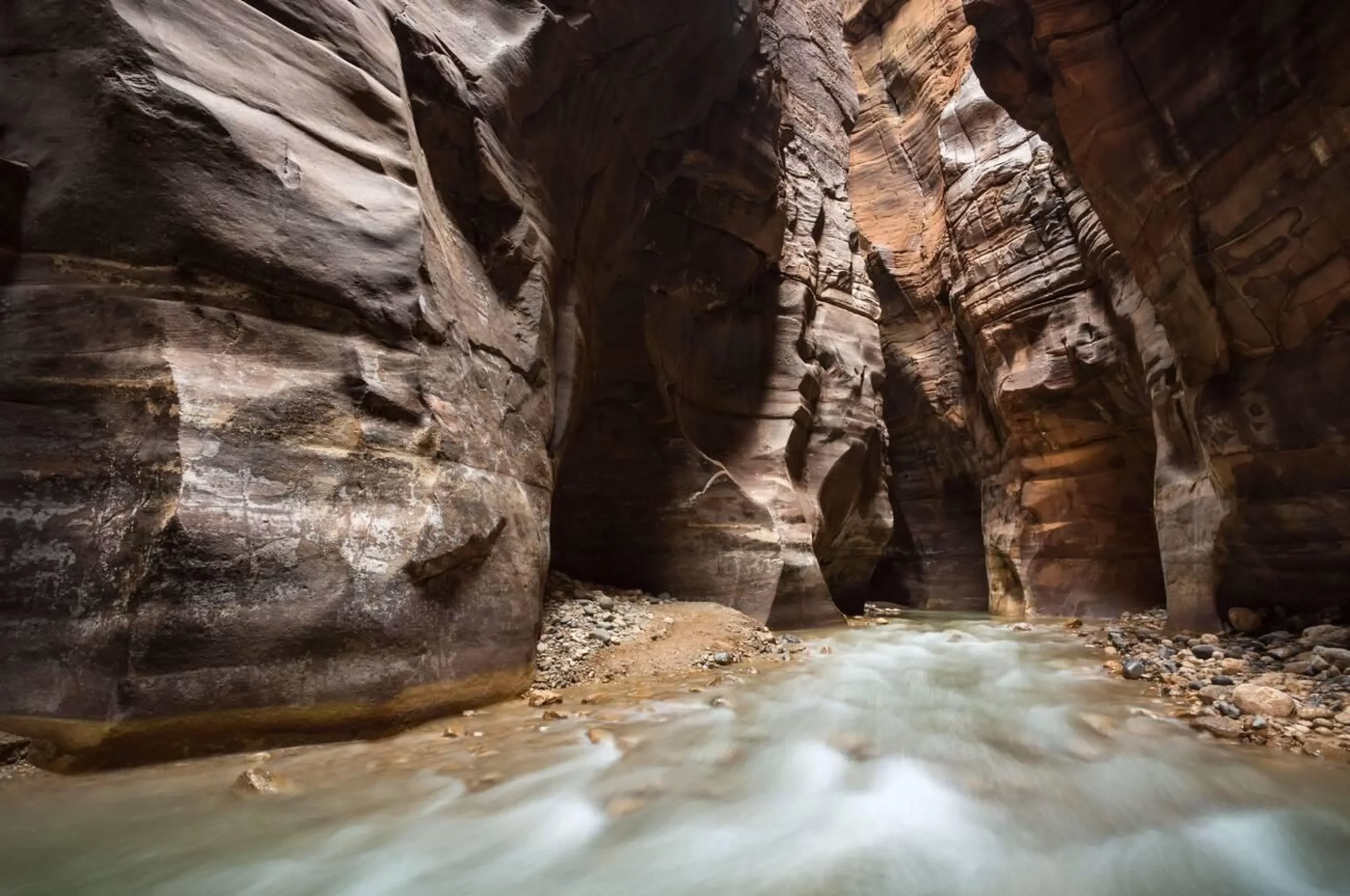 The river flowing in Wadi al Mujib, Jordan