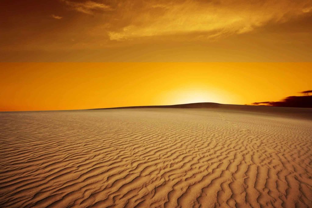 The charming sunset in the Sahara desert
