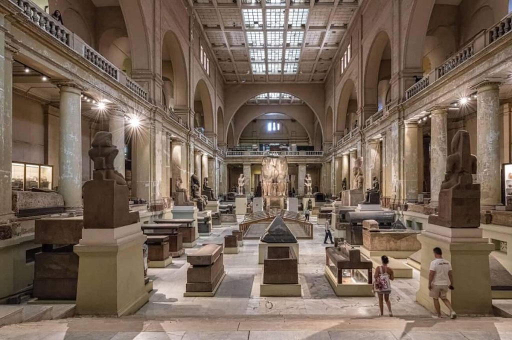 inside the central hall of the Egyptian Museum of Antiquities, Cairo, Egypt