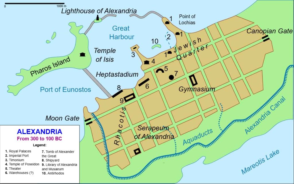 Ancient Alexandria, Egypt Map