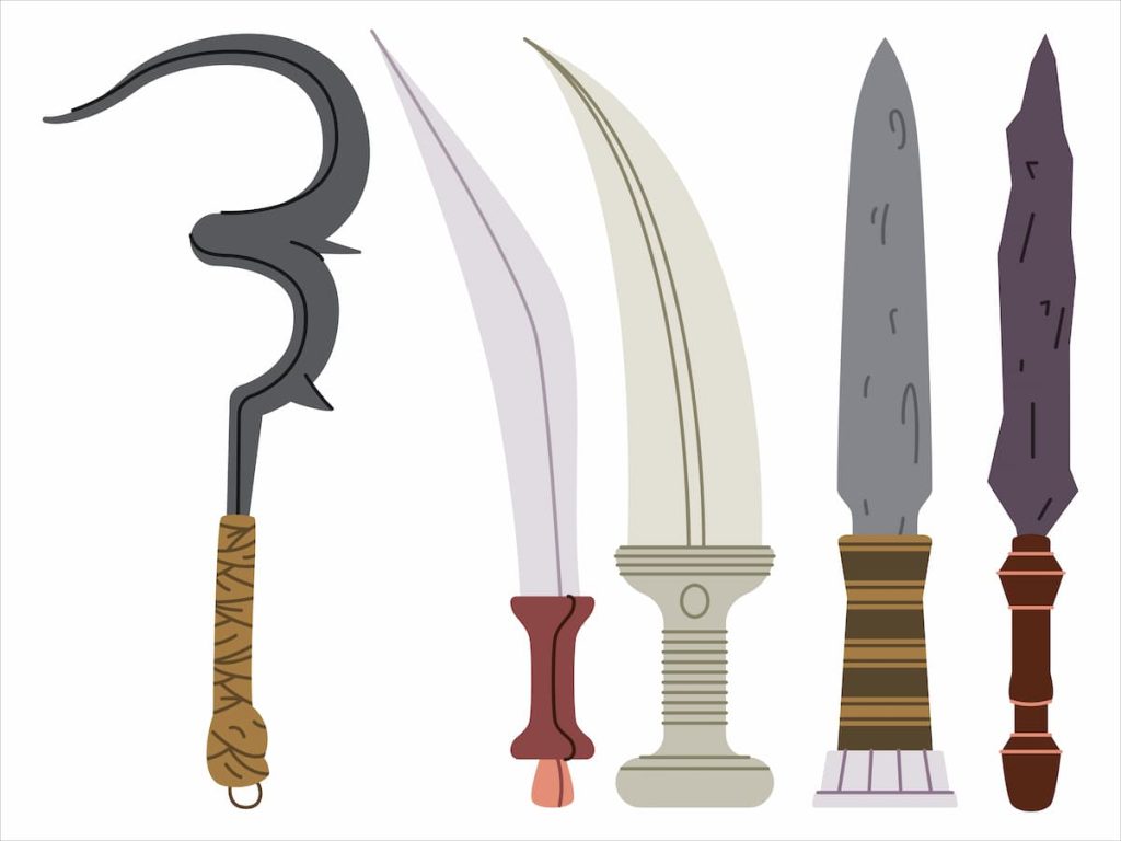 Egyptian weapon dagger Kaskara Shotel Khopesh Khepesh Ida Mandika swords ancient historical traditional weapons