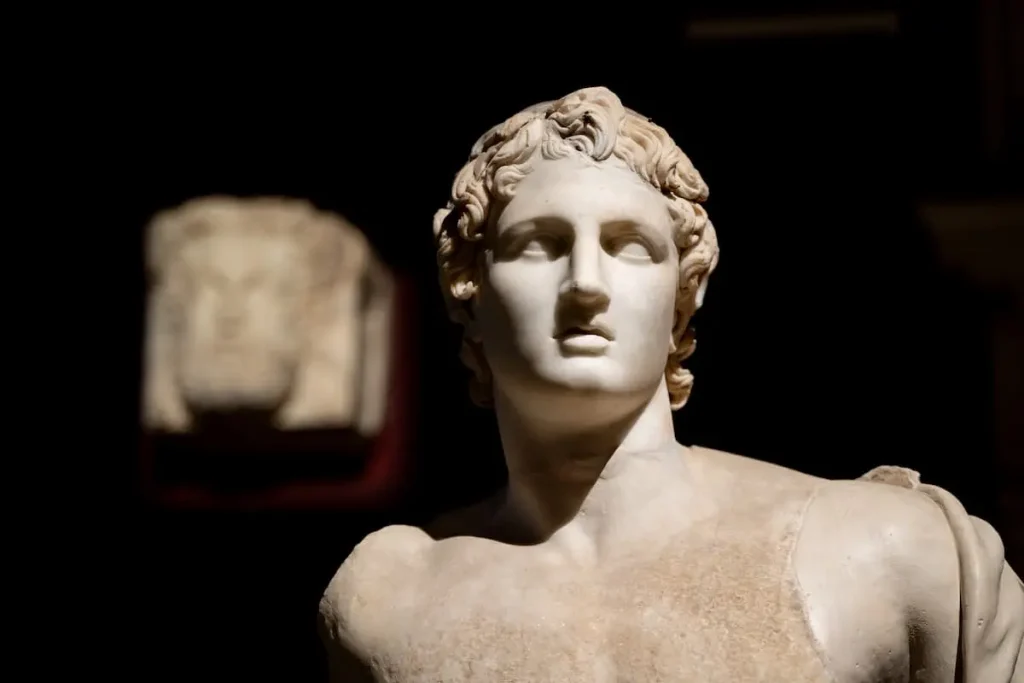 Statue of Alexander the Great in the Istanbul Archaeological Museums building. Istanbul, Turkey