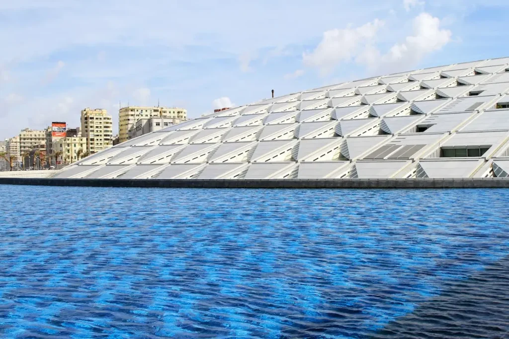 Alexandria, Egypt. New library building at sunny day in Alexandria, Egypt.