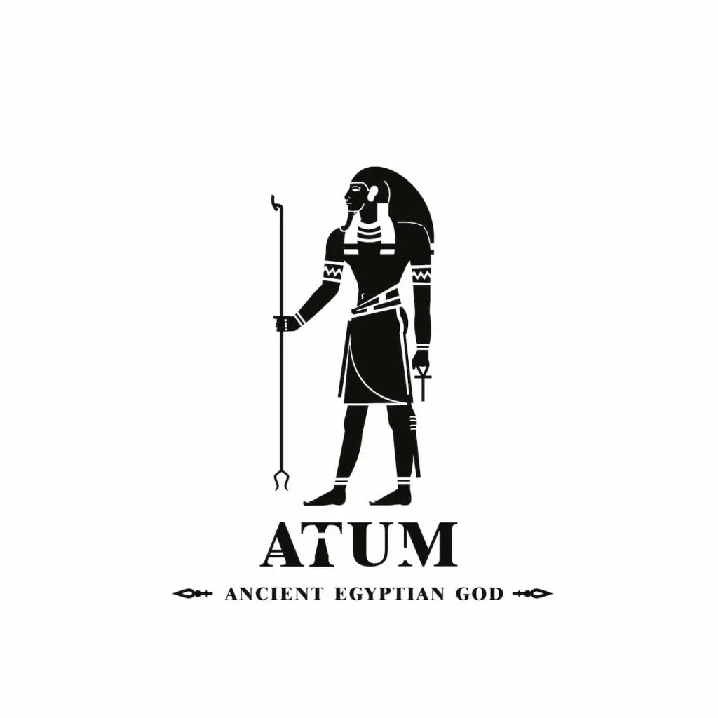 Ancient egyptian god atum silhouette, middle east god 