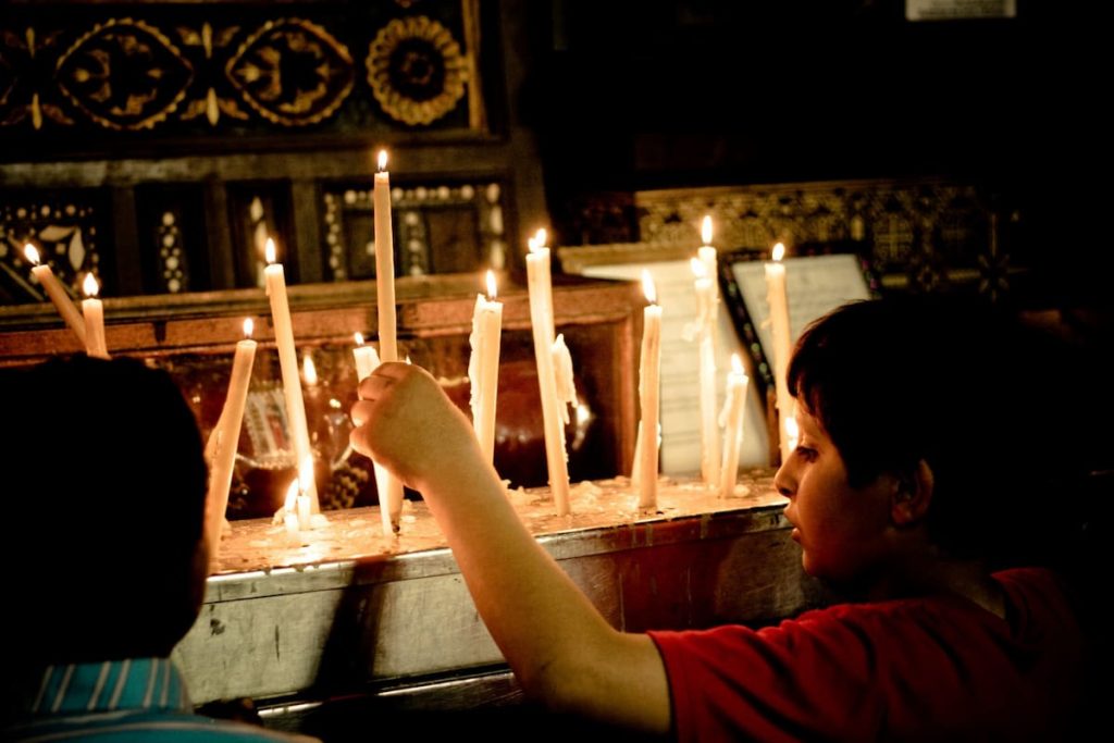 Inside a church in Al Fustat neighborhood Cairo Egypt