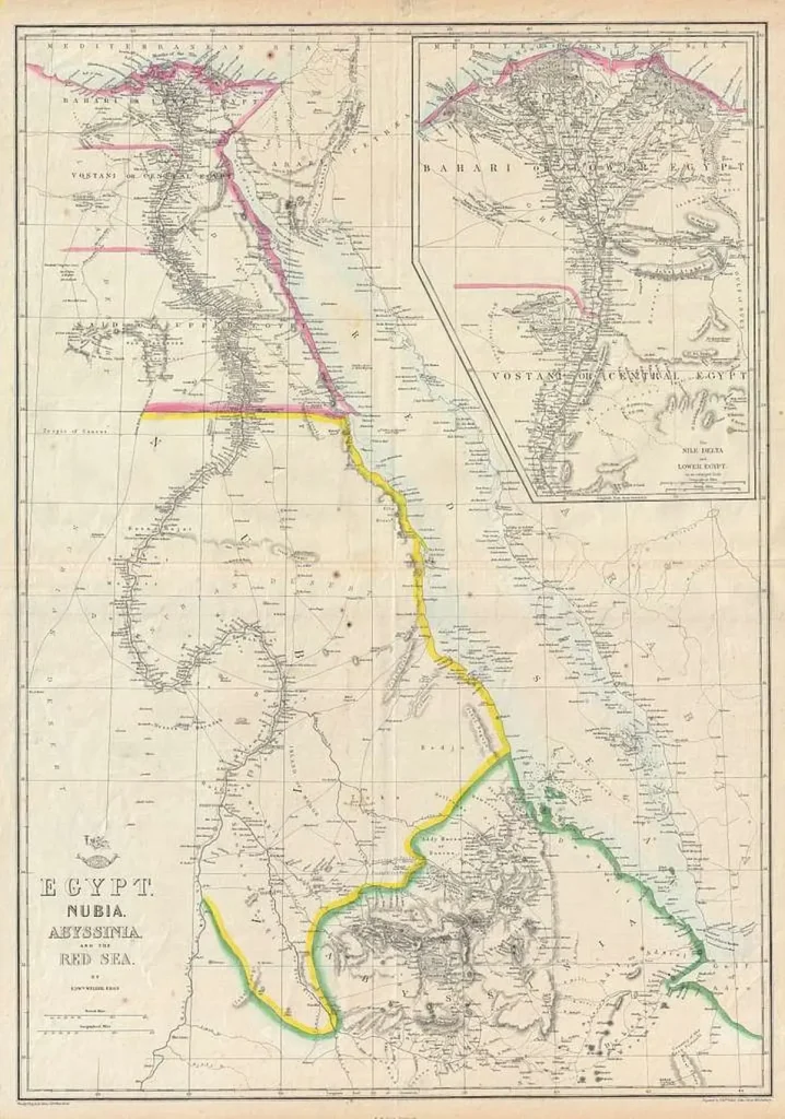 Geographic Location of Nubia1858 dispatch atlas mapof egypt nubia abyssinia and the red sea geographicus