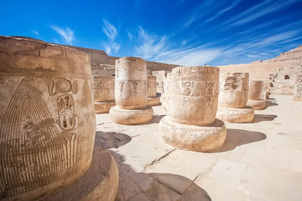 Сolumns of Medinet Habu temple, Luxor, Egypt