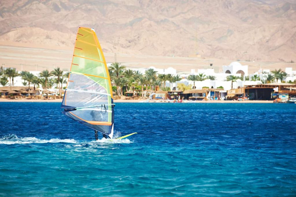 Sailboat sailing in the Safaga in full sails