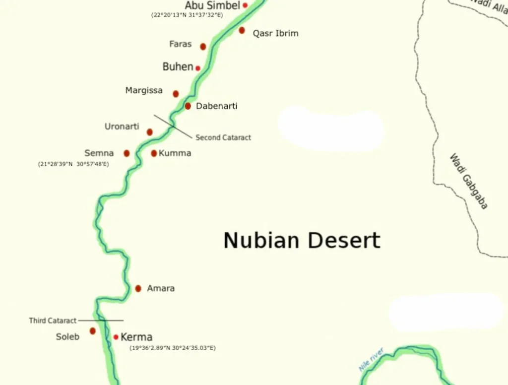 map of The Lower Nubia