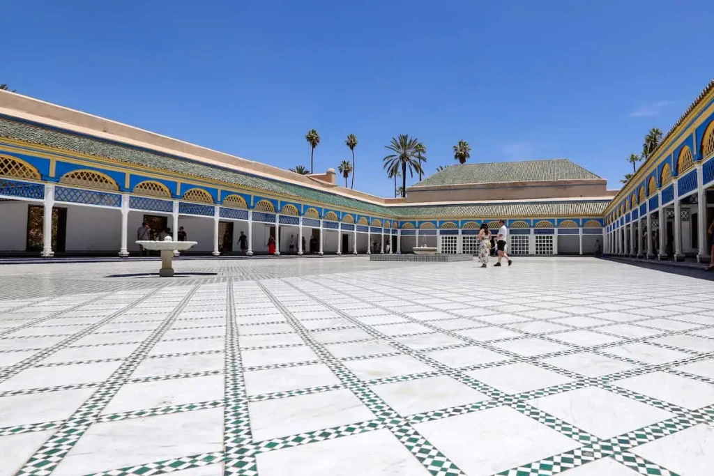 interior courtyard of Palace Bahia, turistic place in old city of Marrakesh, Morroco