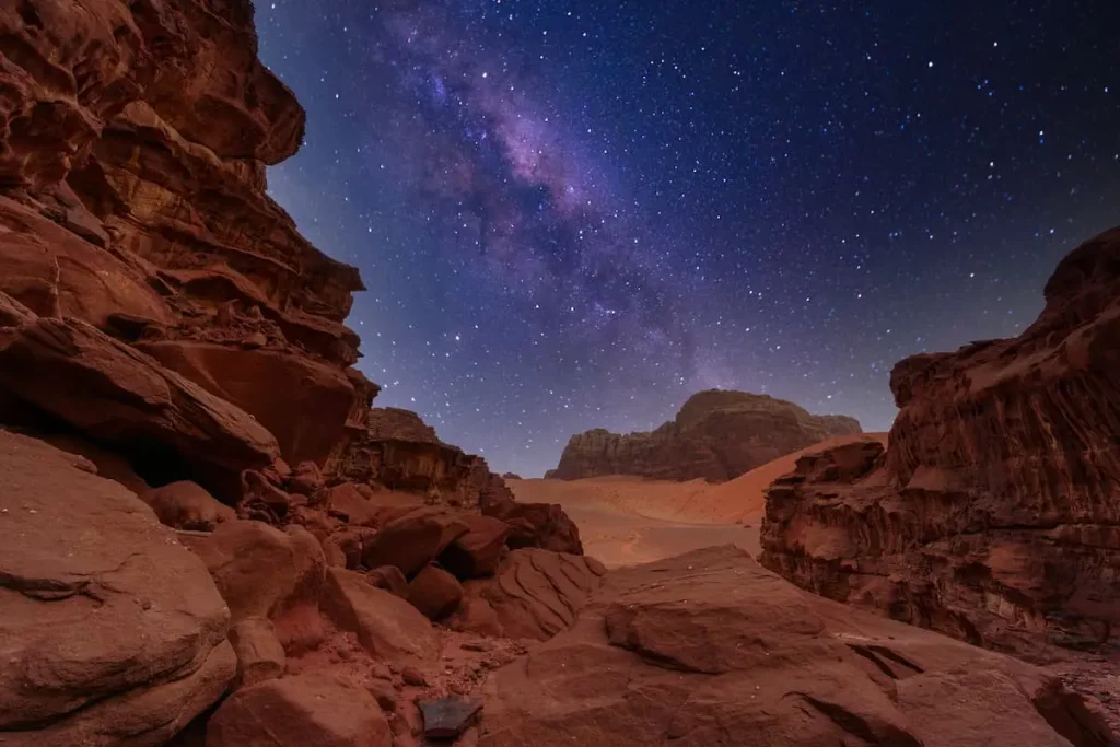 Majestic view of the Wadi Rum desert, Jordan, The Valley of the Moon.