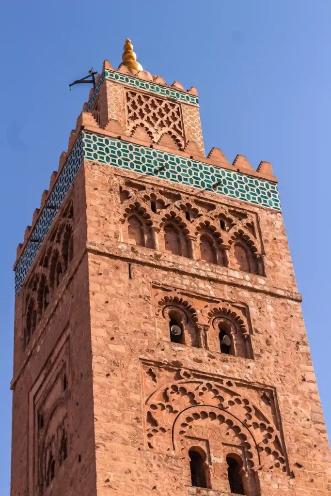 A low angle shot of the mesmerizing Koutoubia mosque in Marrakesh, Morocco