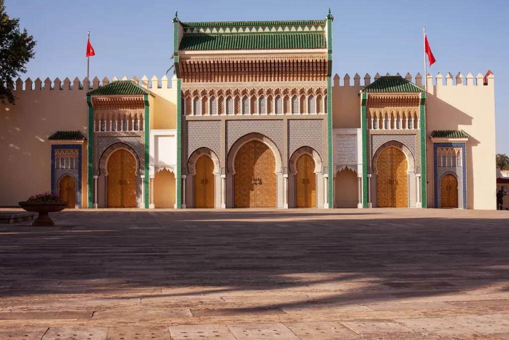 An outdoor view of the Dar al-Makhzen royal palace of the king of Morocco, Fes city
