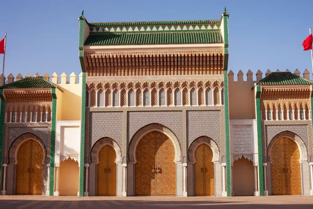 A vertical shot of the Royal Palace Dar al-Makhzen in Fes, Morocco