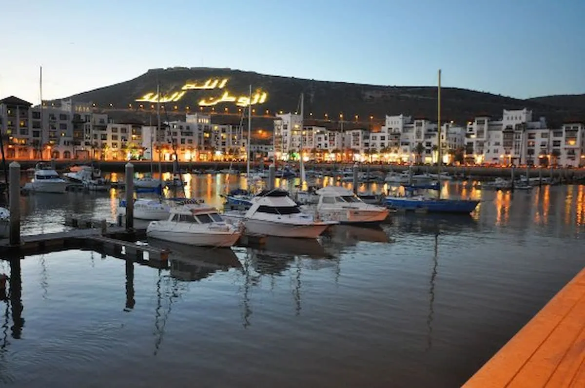 A beautiful view of Agadir Marina close to the hill