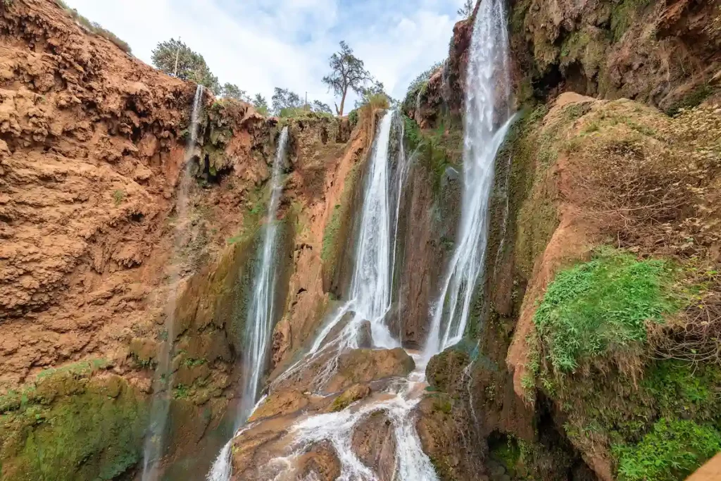 The top of the Ouzoud Waterfalls in Morocco in North Africa