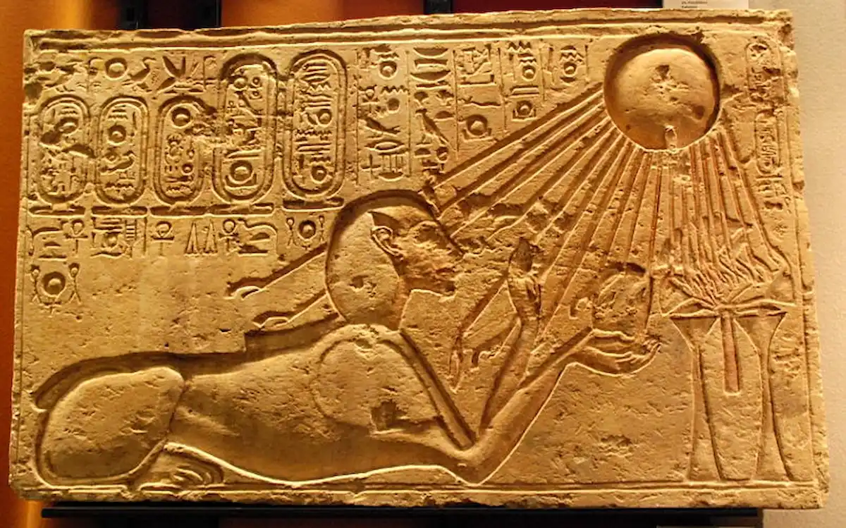 Akhenaten as a Sphinx in the city of Akhetaten