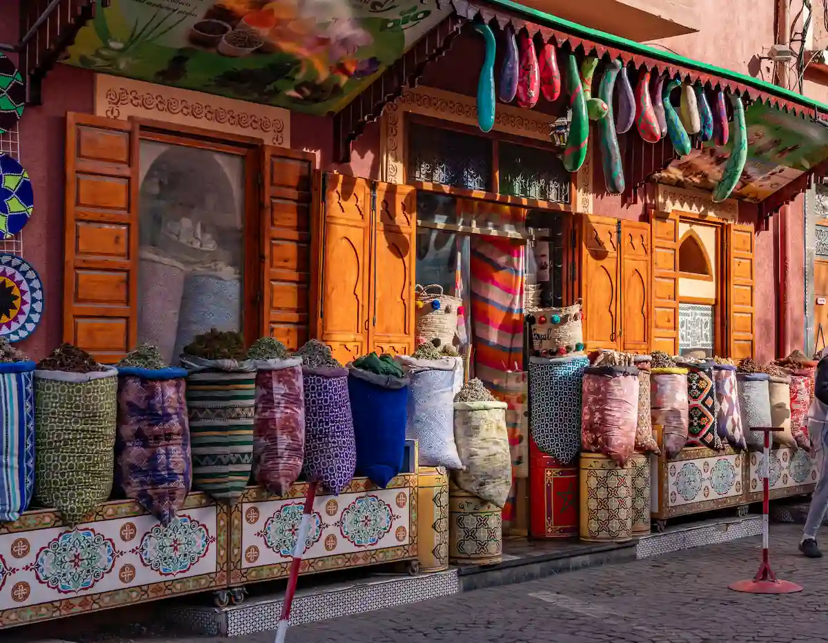 walking around the souks of marrakesh Morocco