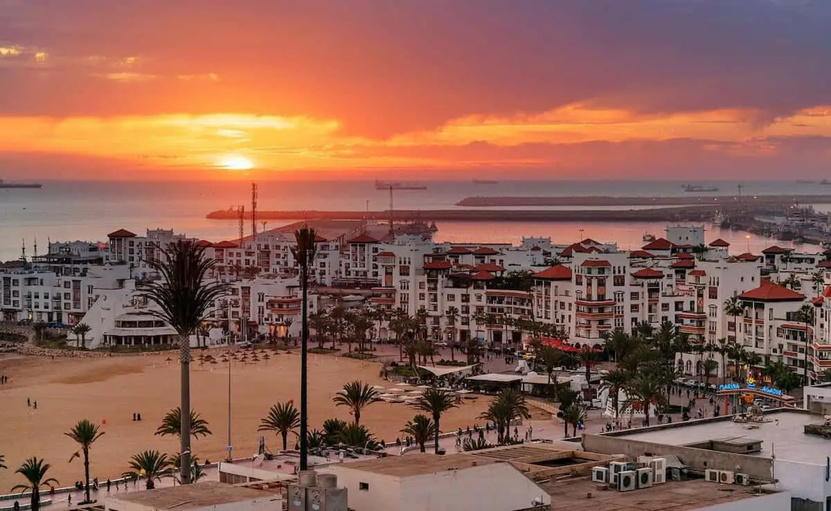 Sunset view in Agadir Marina