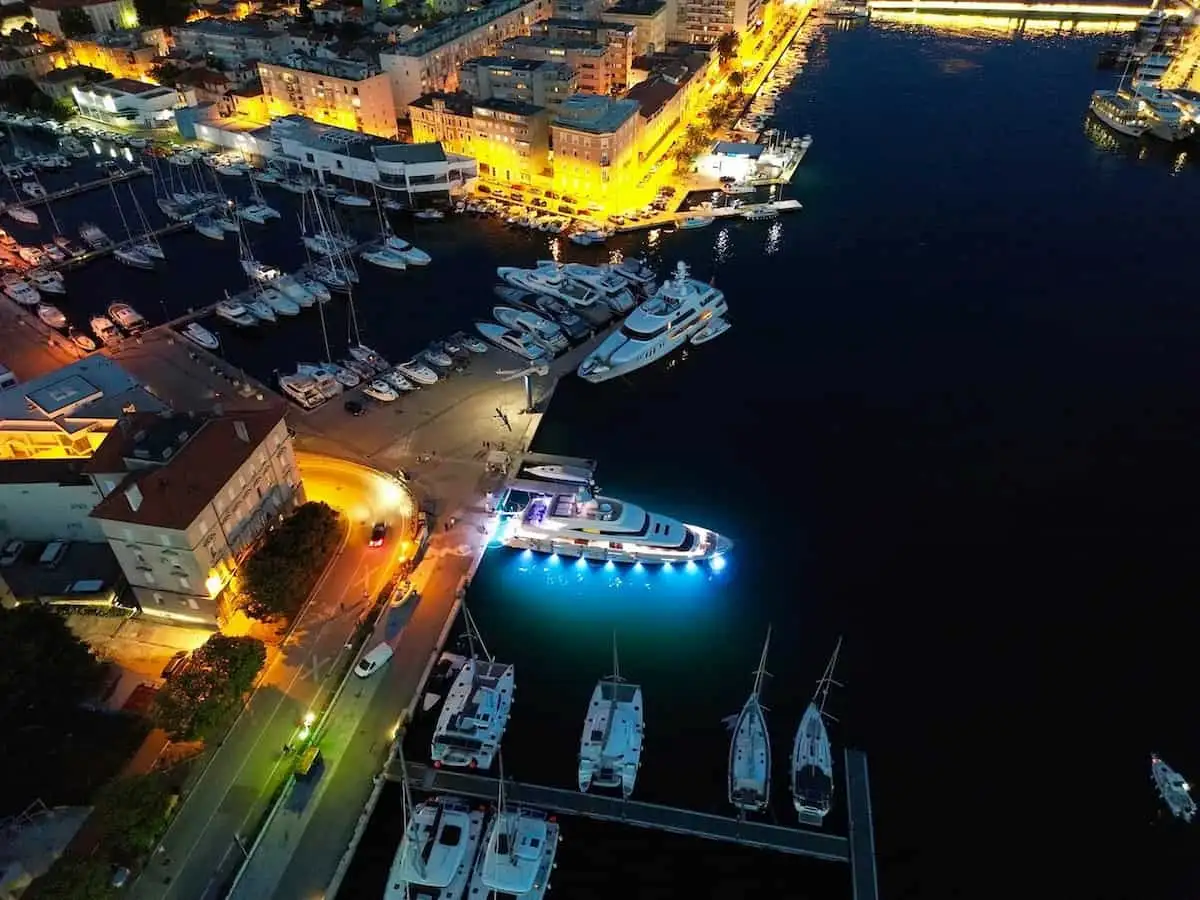 Agadir Marina Entertainment at night