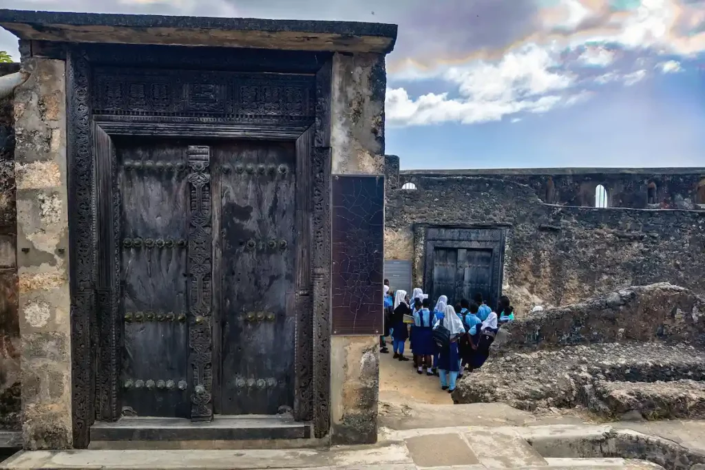 carved wood door in fort jesus mombasa