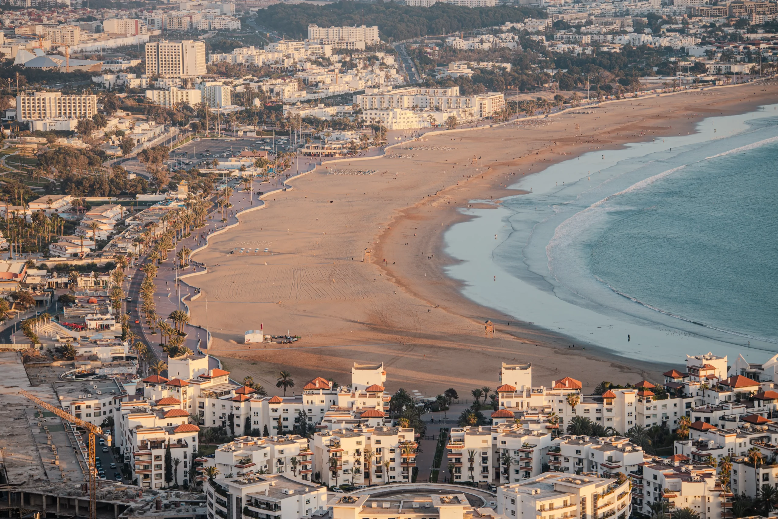 Agadir in Morocco. Atlantic Ocean. Moroccan architecture and culture. Travel destinations in Morocco. Moroccan landmarks. Visit Morocco. Summer trip