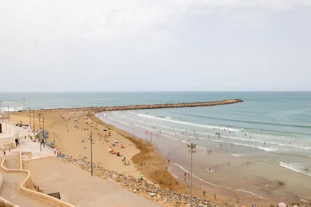 Scenic views of Rabat beach viewed from Bab Oudayas in Rabat, Morocco