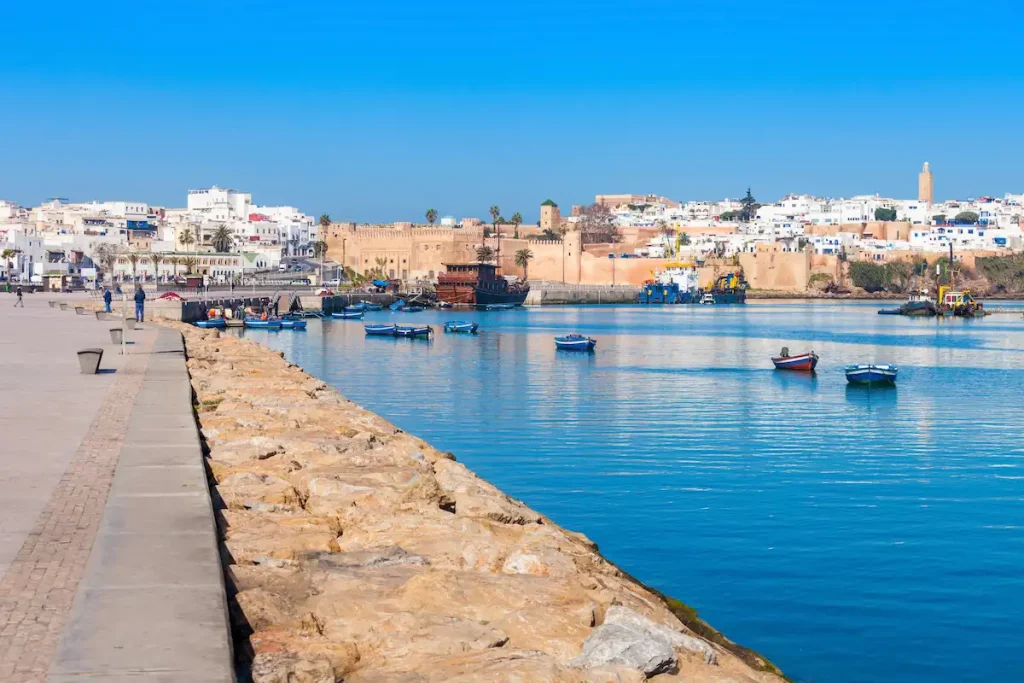River Bou Regreg seafront and Kasbah in medina of Rabat, Morocco.