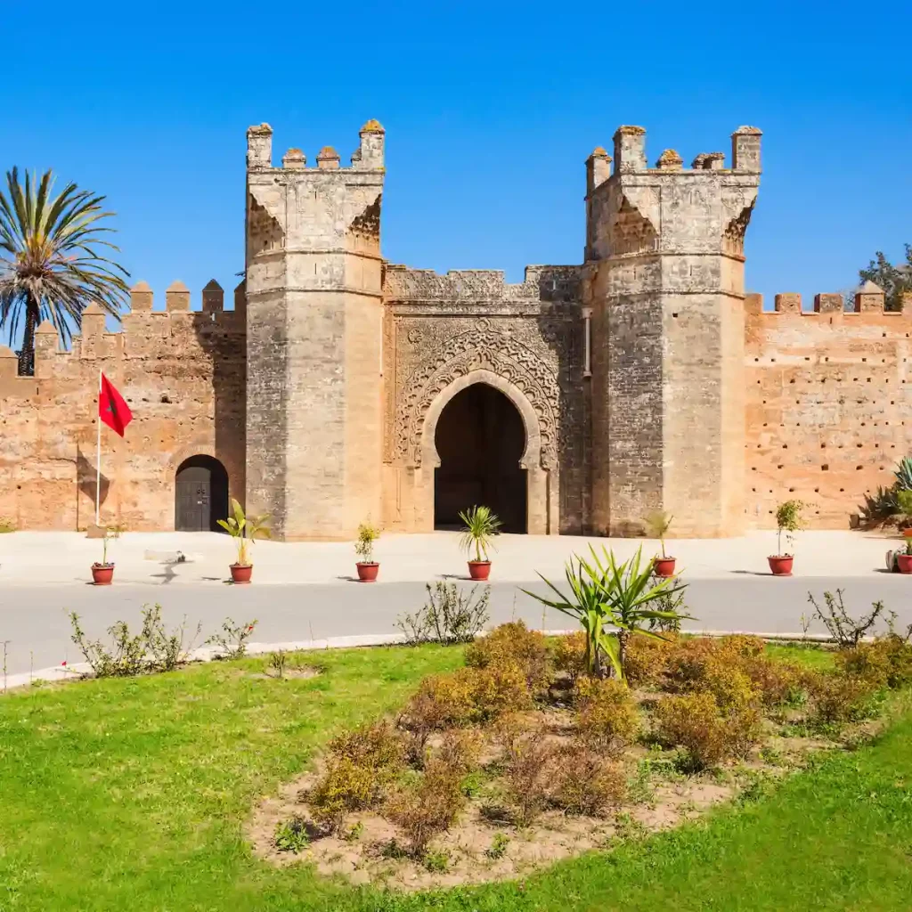 Chellah Fortress entrance gate. Chellah is a medieval fortified necropolis located in Rabat, Morocco. Rabat is the capital of Morocco.