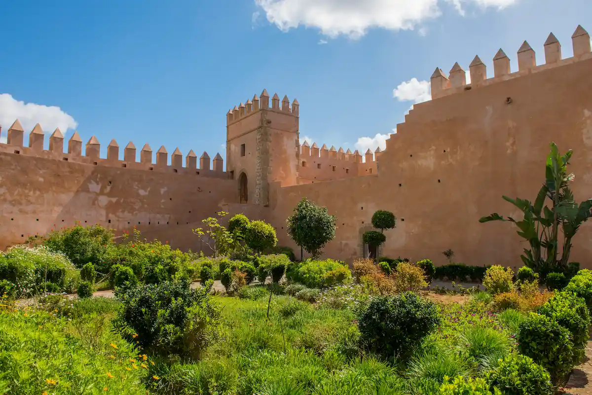 Andalusian gardens in Udayas kasbah.Kasbah of the Udayas is a small fortified complex and a symbol of the Almohad arquitecture, added to the UNESCO World Heritage.Rabat, Morocco. North Africa.