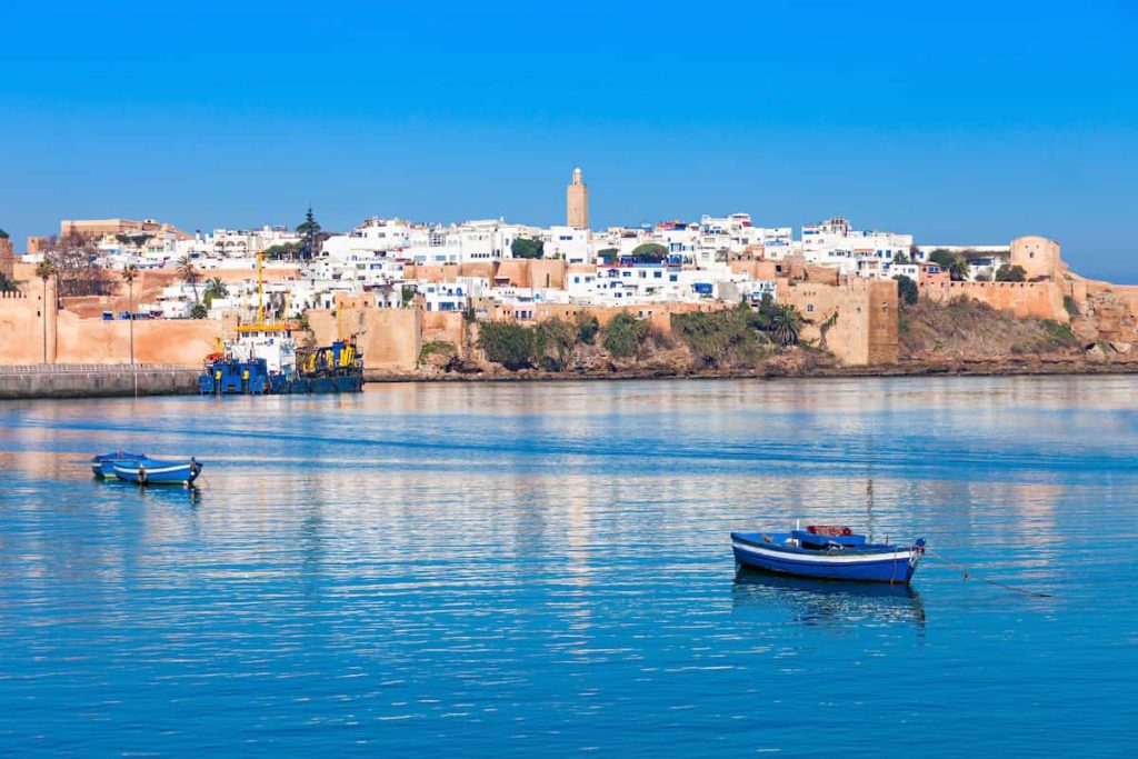 River Bou Regreg seafront and Kasbah in medina of Rabat, Morocco.