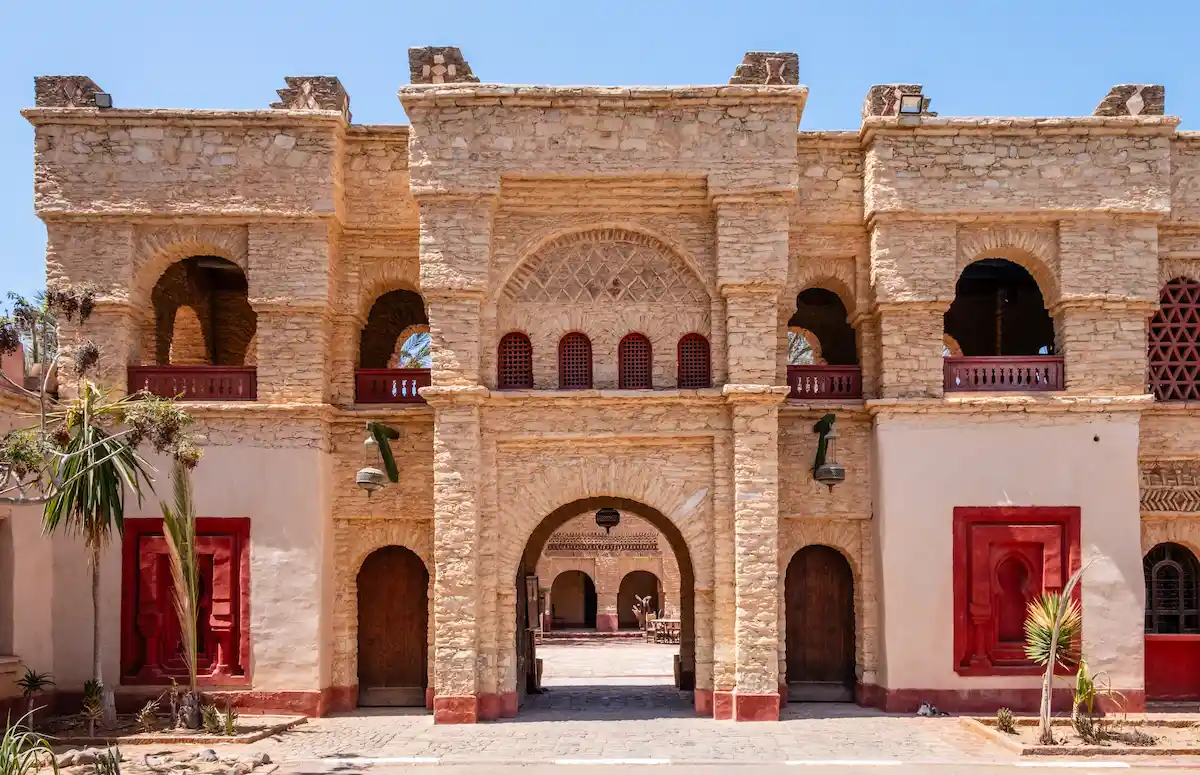 Agadir Medina - reconstruction of Agadir's old town with traditional Moroccan architecture, Morocco. Beautiful medieval citadel