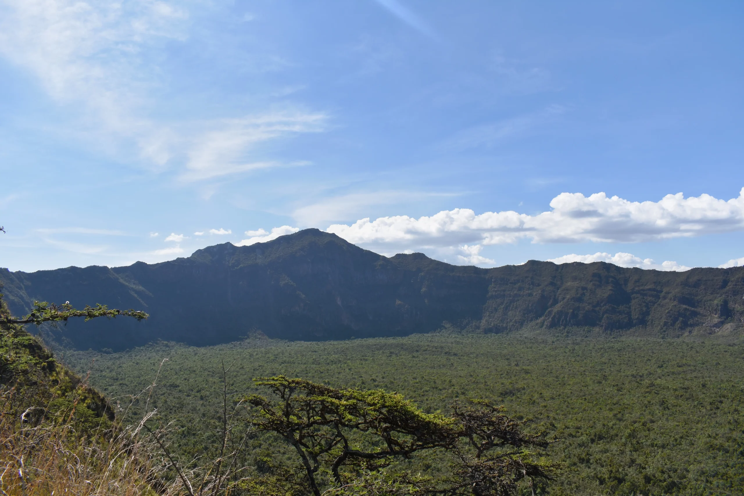 A distant view of the Mountain Longonot on a sunny day in Kenya