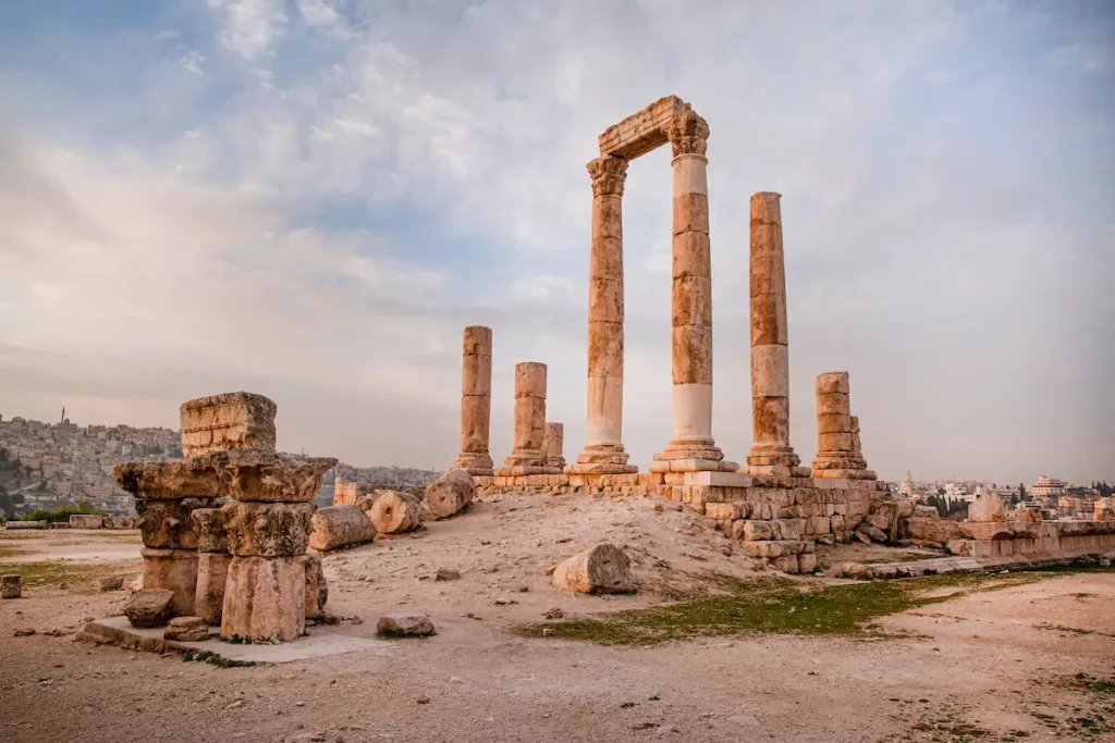 Temple of Hercules in Amman Citadel archeological park, Jordan.