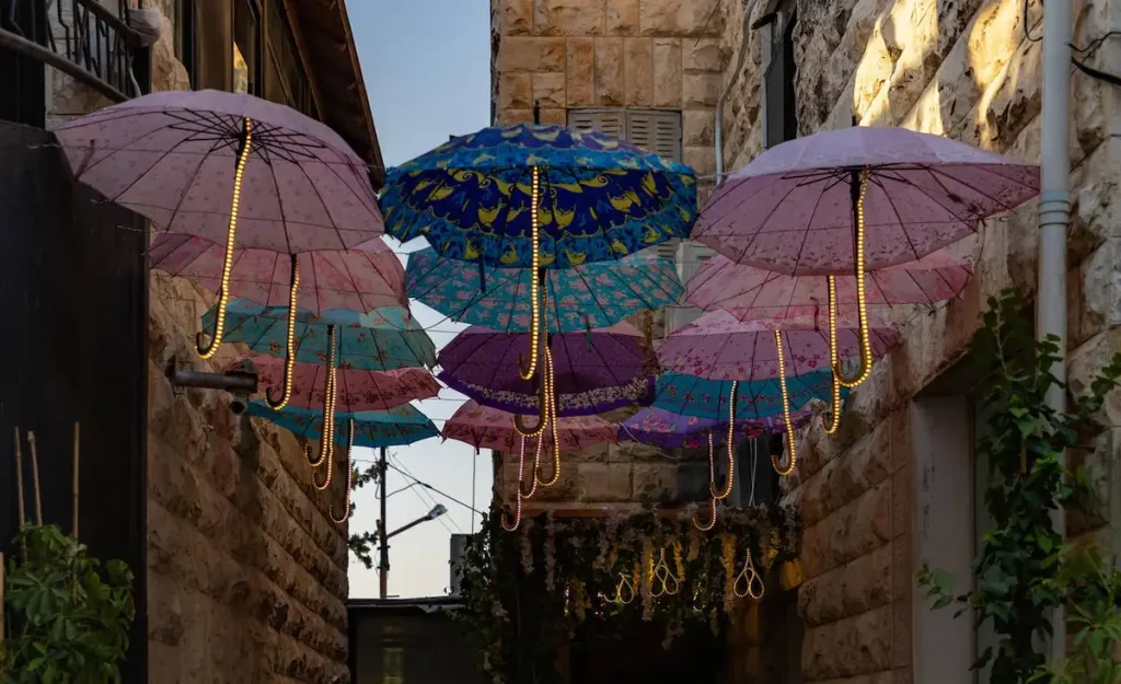 A picture of decorations in the Rainbow Street (Amman).
