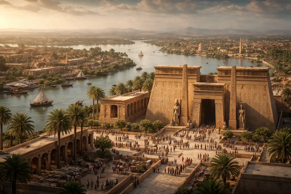 An imaginary image of Sais city in Egypt