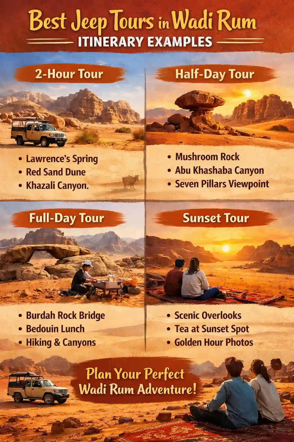 Best Jeep Tours In Wadi Rum Itinerary Examples