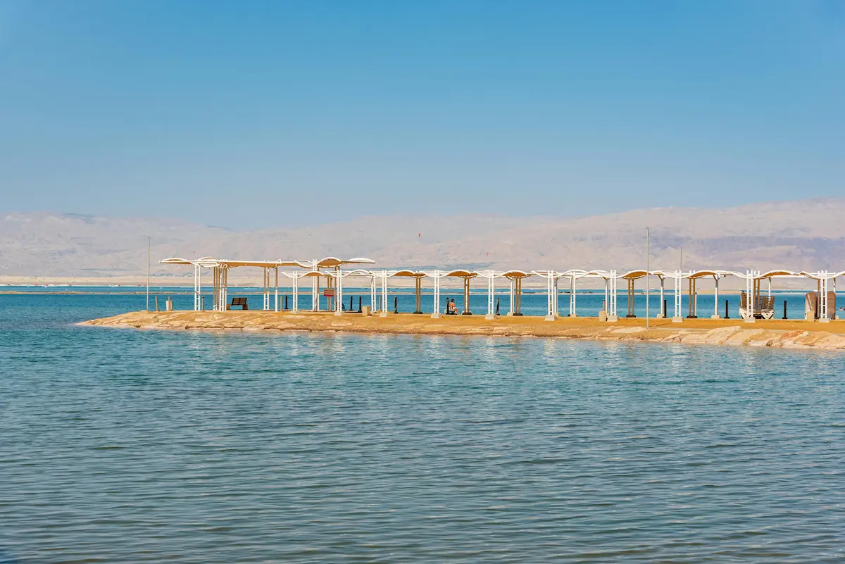 Best Time to visit the Dead Sea Tranquil Beach Scene at the Dead Sea, Israel 