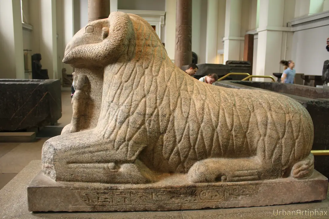 Granite ram of Amun with King Taharqa