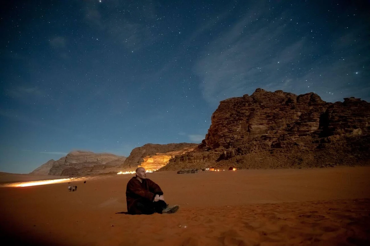Stargazing in the desert. Photographed in Wadi Rum, Jordan