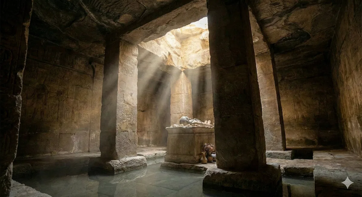 An imaginary image of the tomb of Osiris 