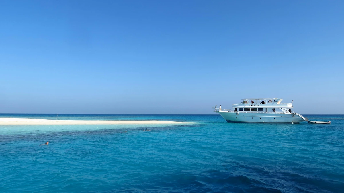 White Yacht Sailing in the red sea