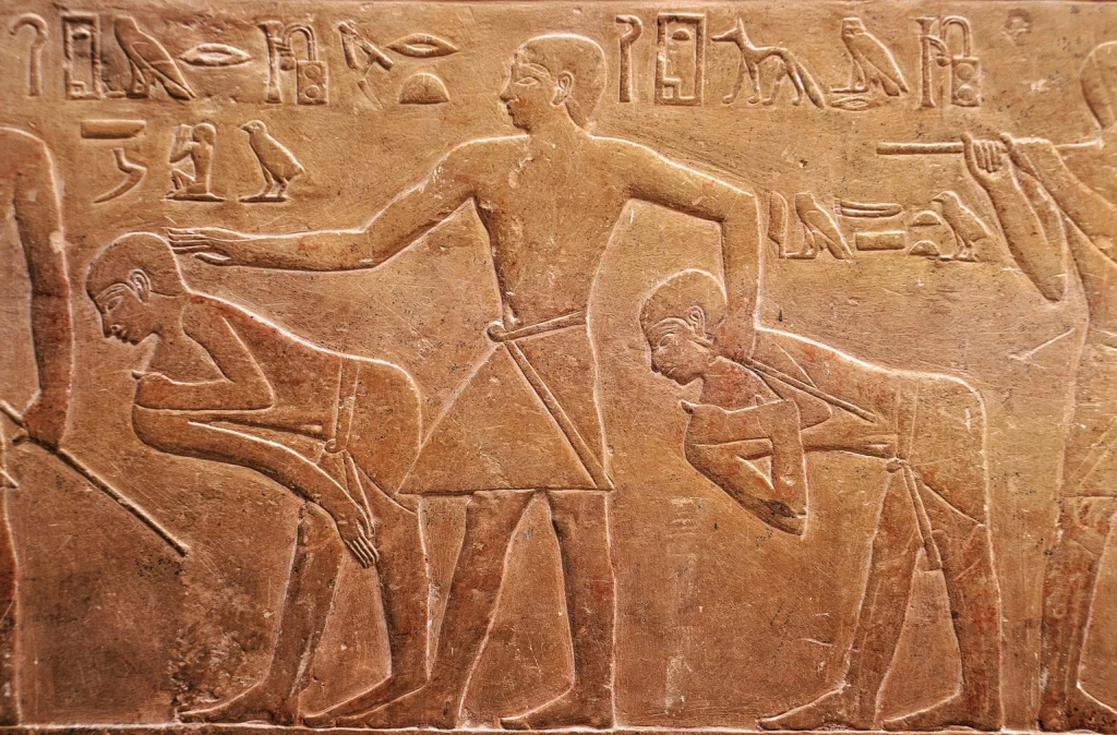 Tomb relief shows several Nubian war prisoners