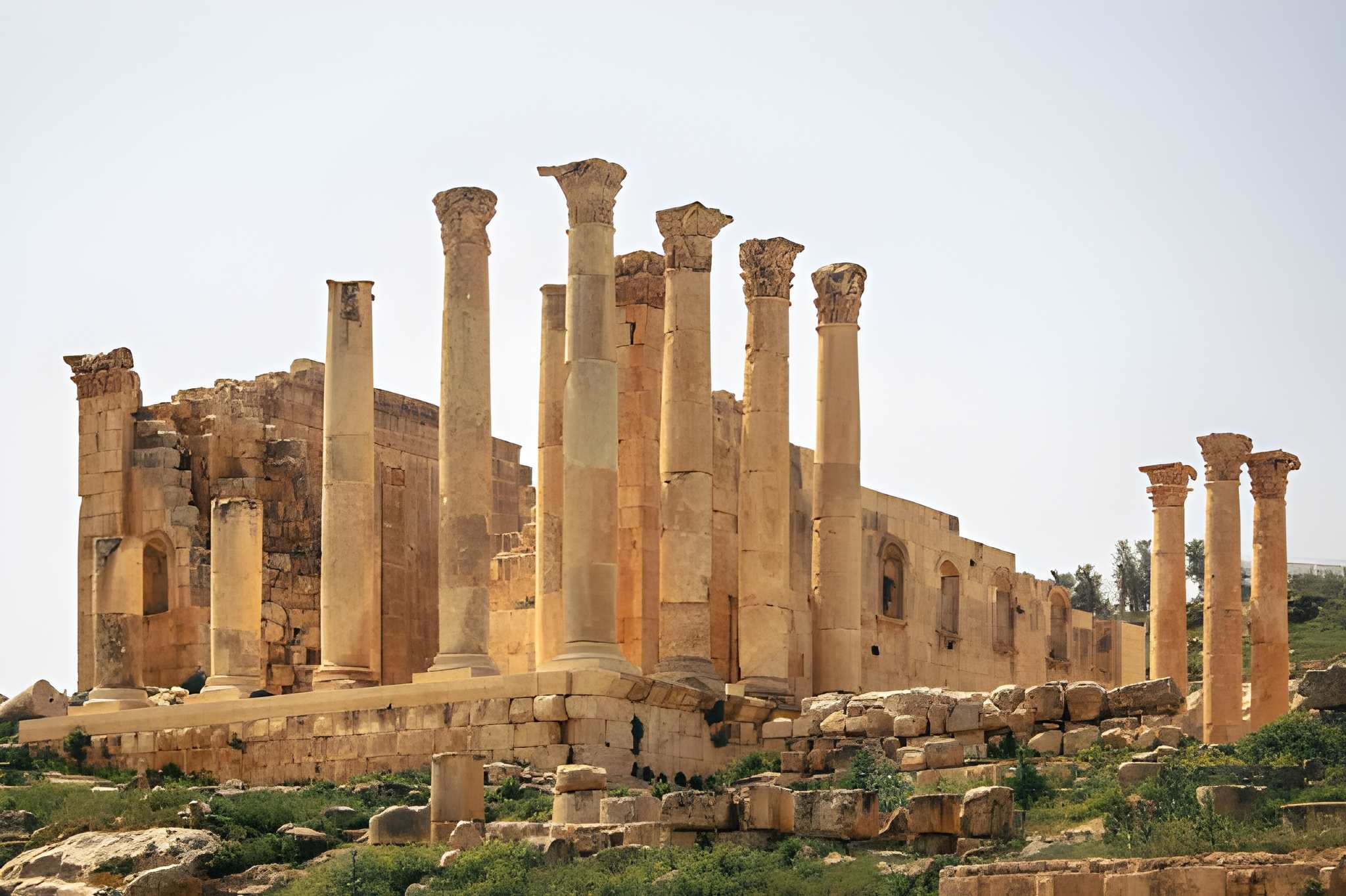 A Journey into the Heart of the Temple Artemis and Zeus Jerash in Jordan, ancient Roman ruins where majestic columns whisper tales of a rich archaeological heritage and timeless grandeur.