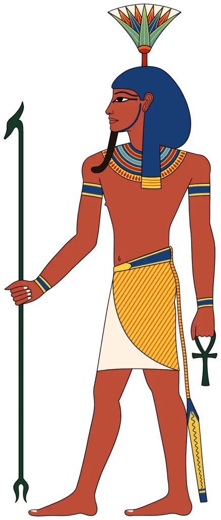 A representation of the Egyptian God Nefertem as a man with a Lotus flower on his head