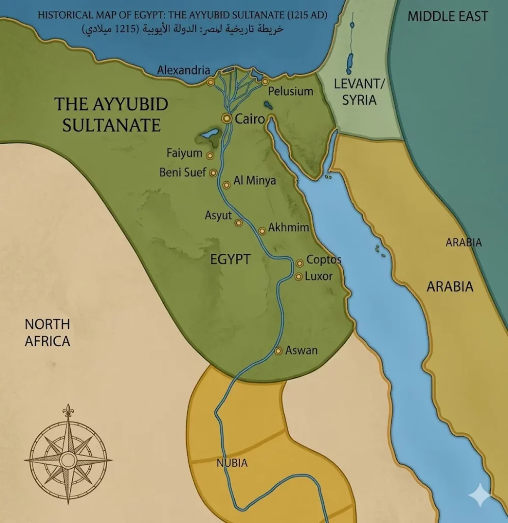 Ancient Egypt Map Under Saladin Ayyubid
