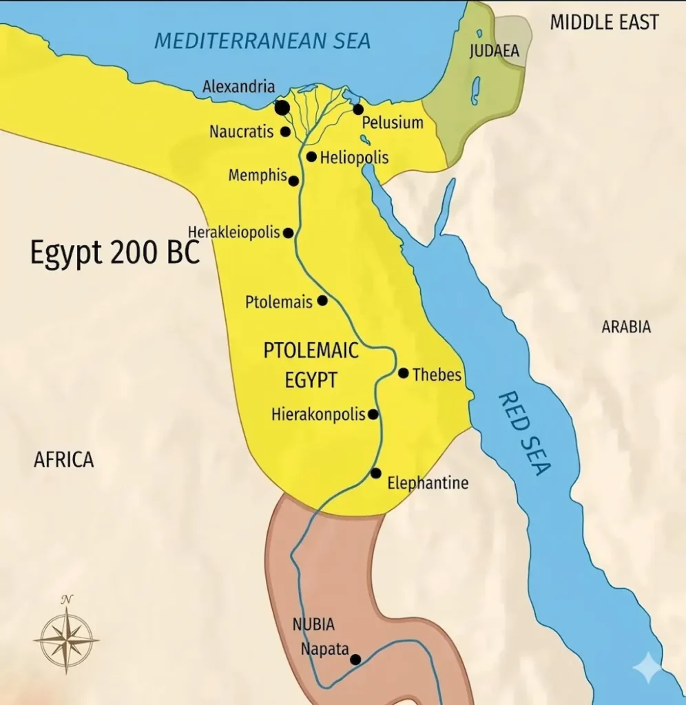 Ancient Egypt Map Under the Ptolemaic Era