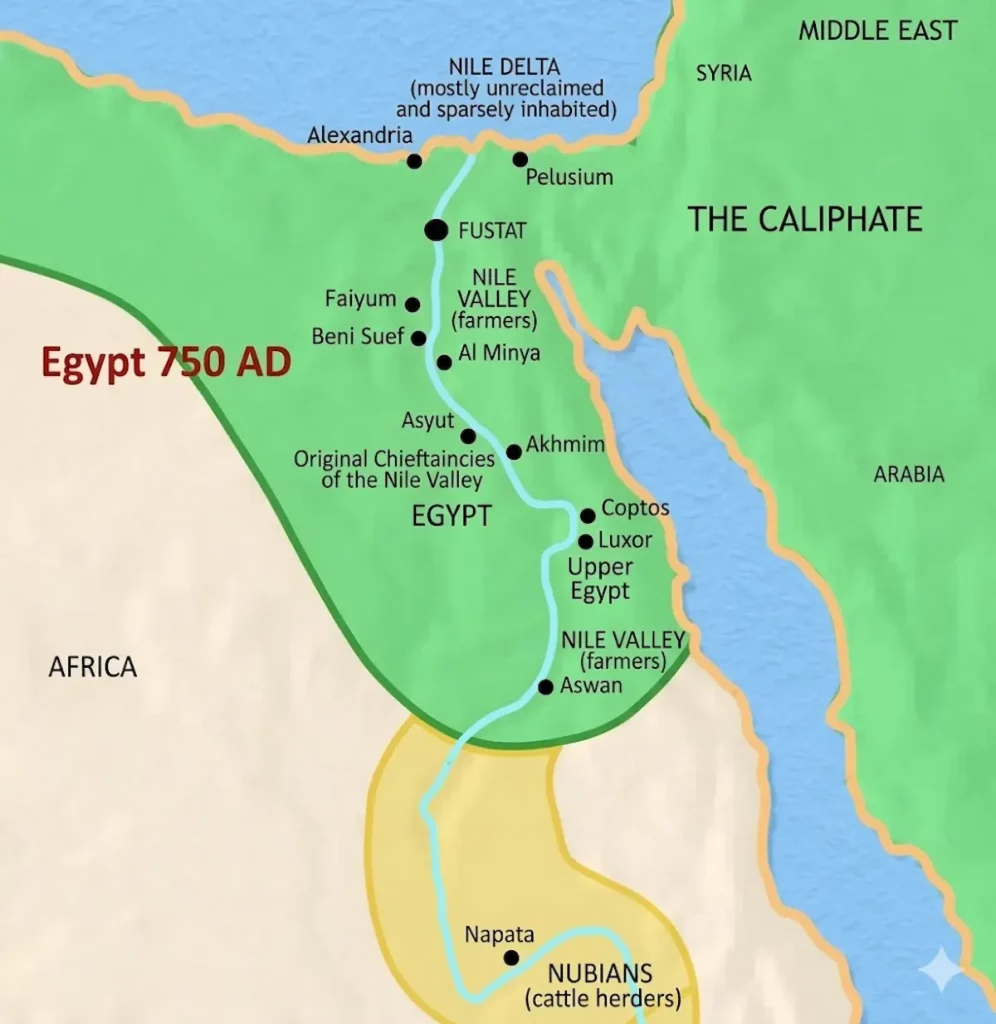 Ancient Egypt Map in the Arab Conquest