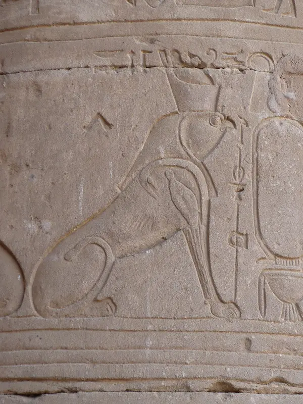 Wall relief of Horus (hieracosphinx), temple of Edfu, Egypt